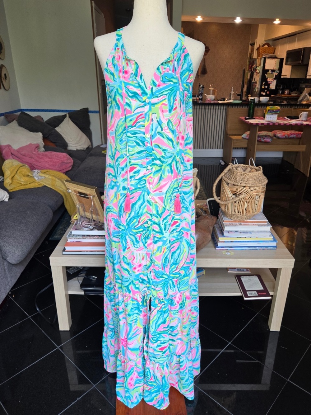 NWOT Lilly Pulitzer Luliana Tiered Sheer Maxi Dress Coverup One In A Melon Print